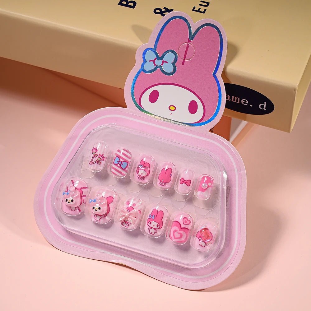 12 Pcs Hello Kitty Press On Nails for Kids - Pink Manicures