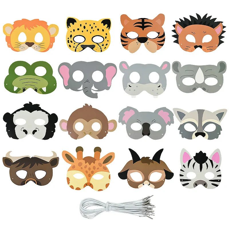 16 Jungle Animal Party Masks - Perfect for Safari-Themed Celebrations