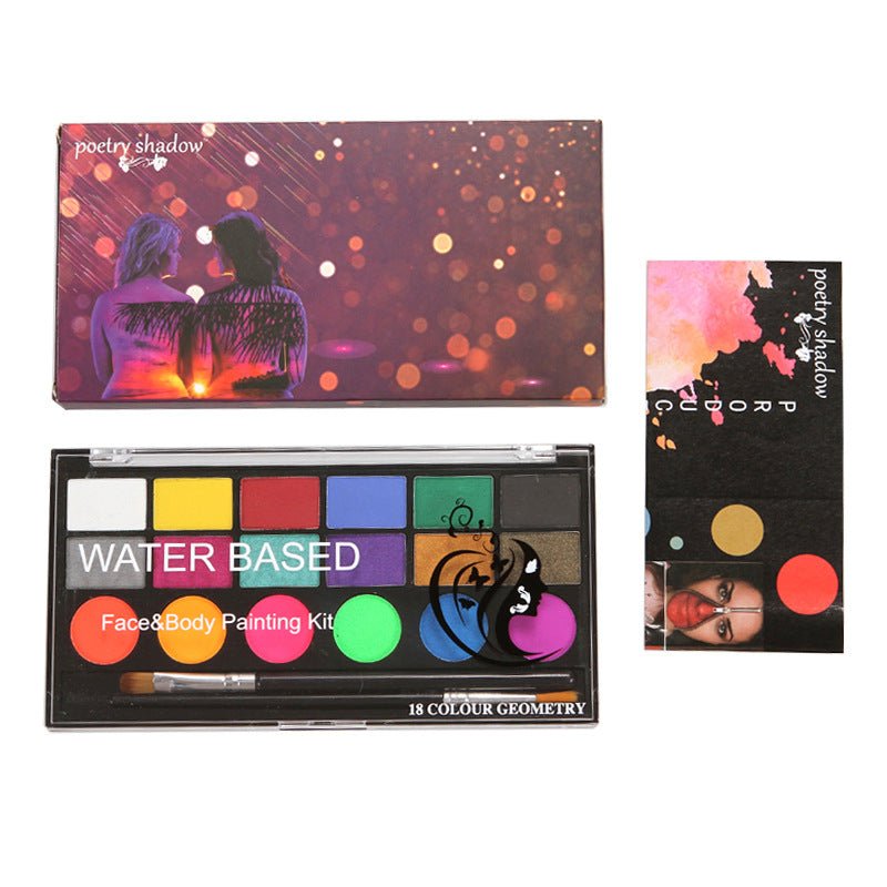 18-Color UV Body Paint Set - Skin-Friendly, Water-Based for Events