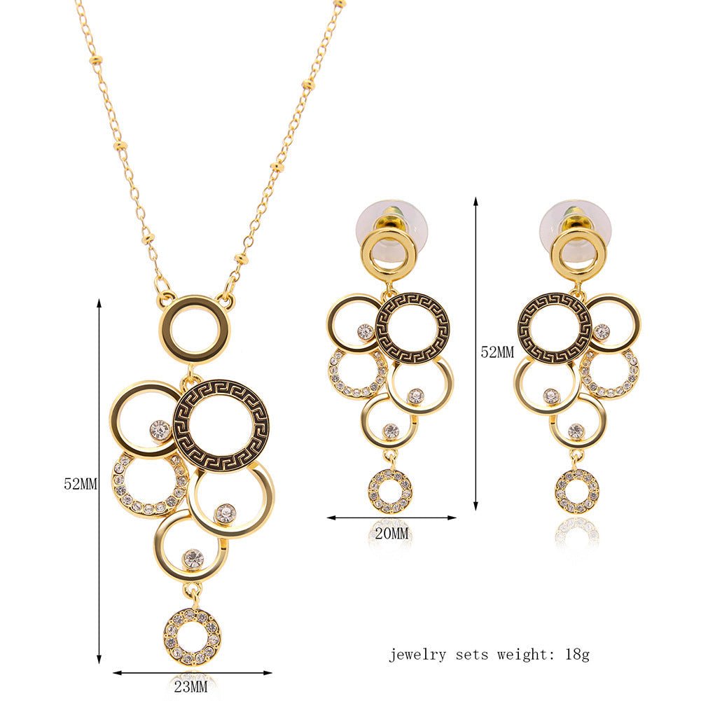 Exquisite 18K Gold Jewelry Set with Diamonds - Necklace & Earrings