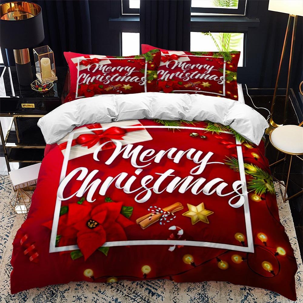 3D Christmas Home Bedding Set - Luxurious Quilted Design
