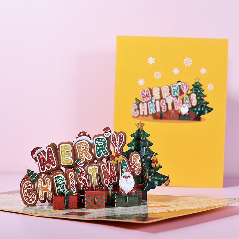 3D Holiday Greeting Cards - Festive Christmas Trees & Santa