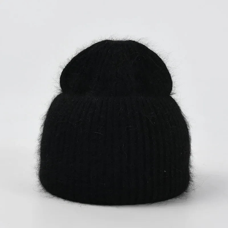 Stylish Woollen Hat for Winter - Warm Rabbit Hair, One Size Fits All, Trendy Colours