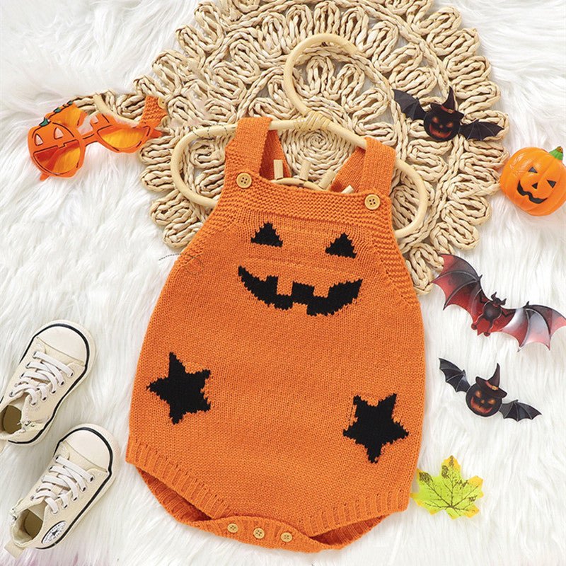 Pumpkin Baby Romper - Soft Sleeveless Halloween Outfit