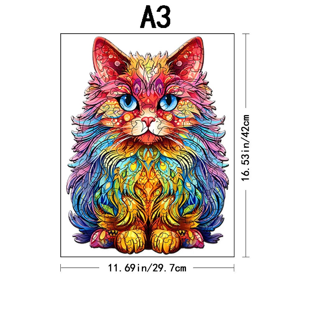 Advanced Persian Cat Wooden Puzzle - Unique 3D Brain Challenge