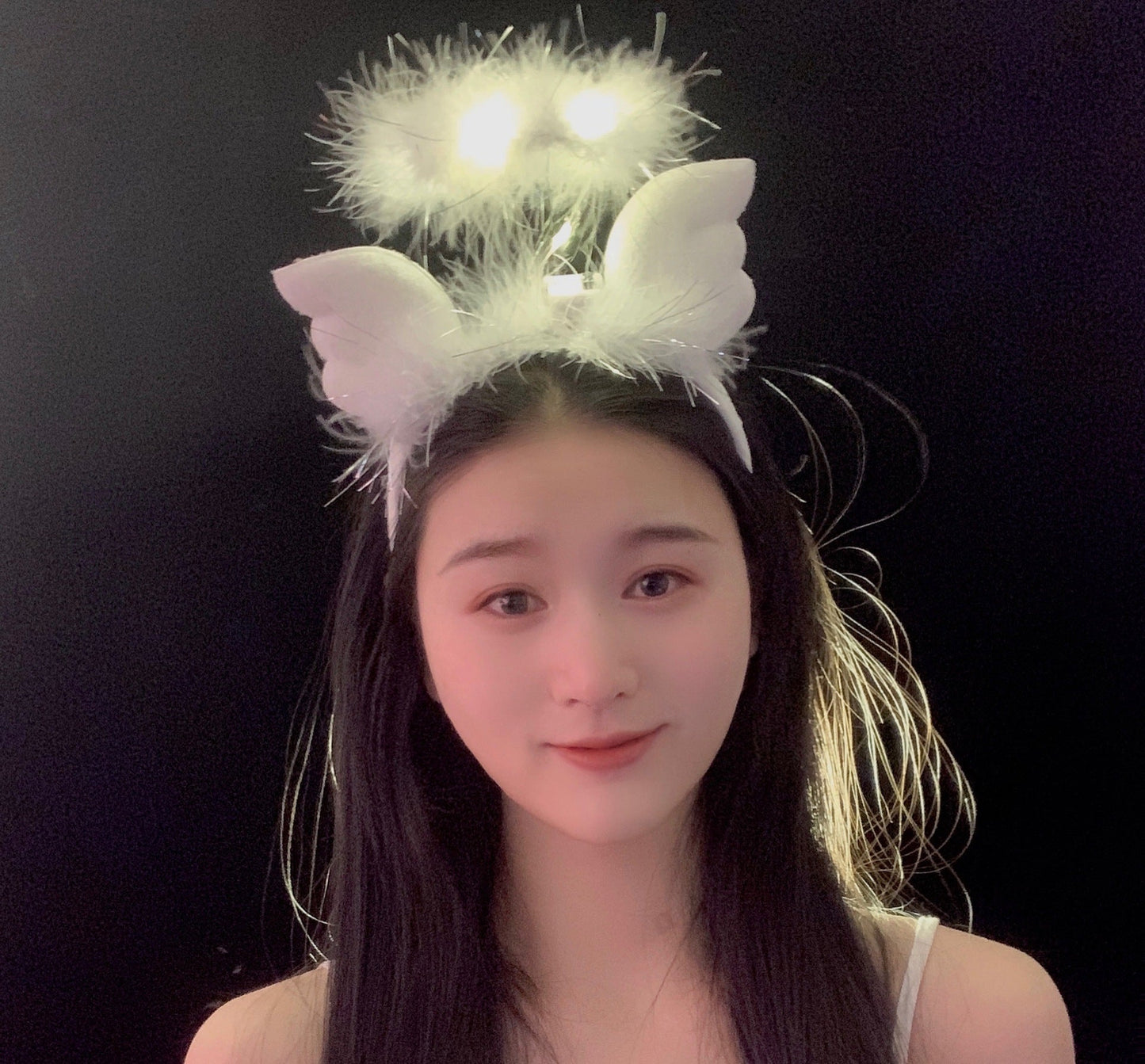 Christmas Headband With Lights And Feather Garland