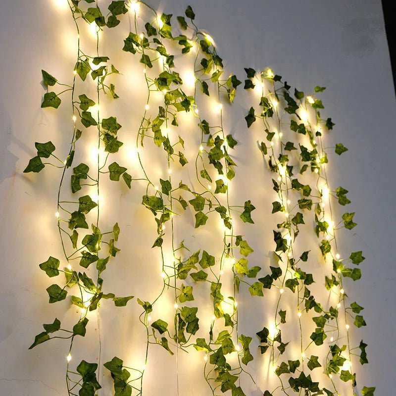Battery Powered Artificial Leaf Lights - LED Garland Warm White