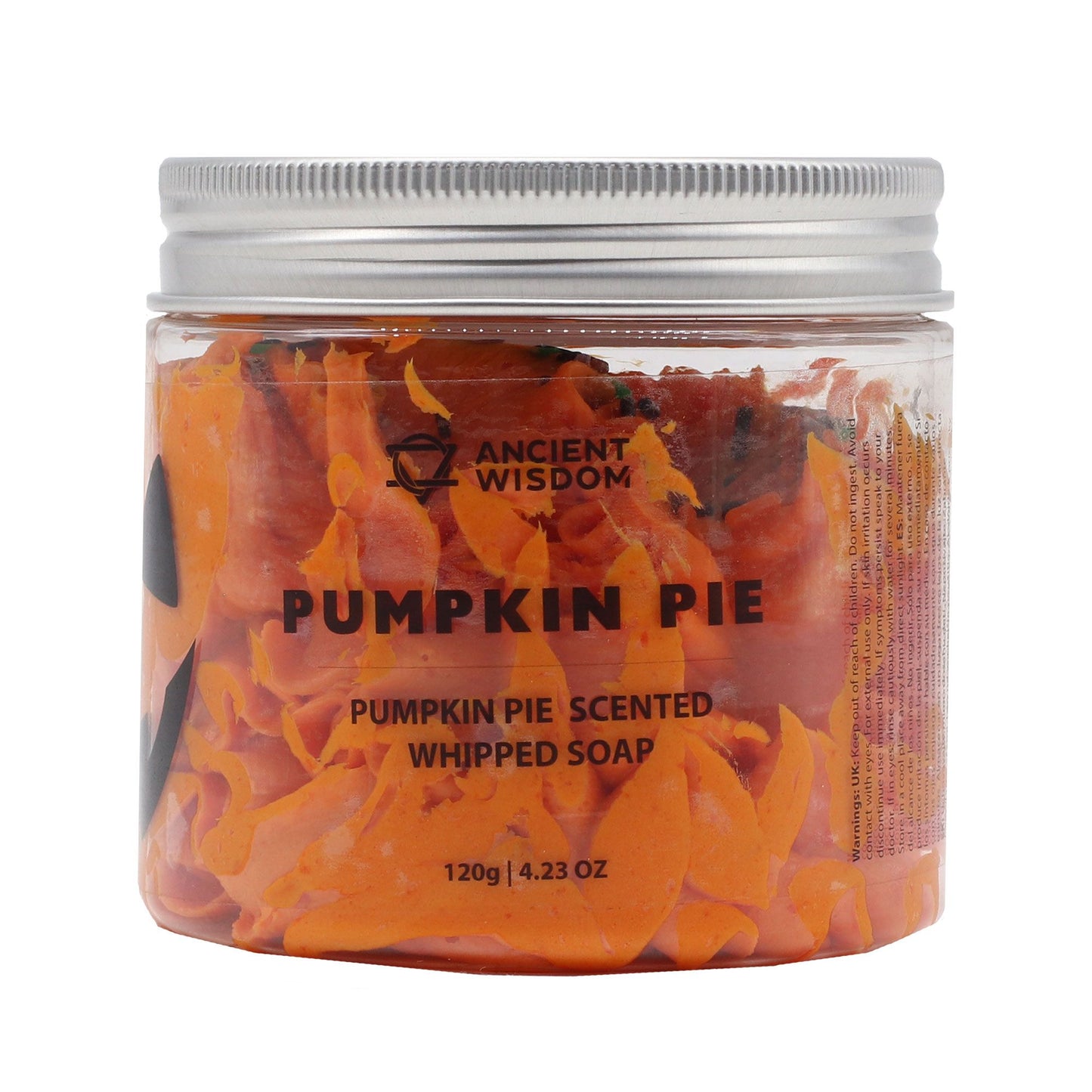 Pumpkin Pie Whipped Soap 120G – Festive Christmas Gift, featuring a jar filled with vibrant orange whipped soap, evoking the warm scent of pumpkin pie, perfect for Christmas Gift Home Fragrance.