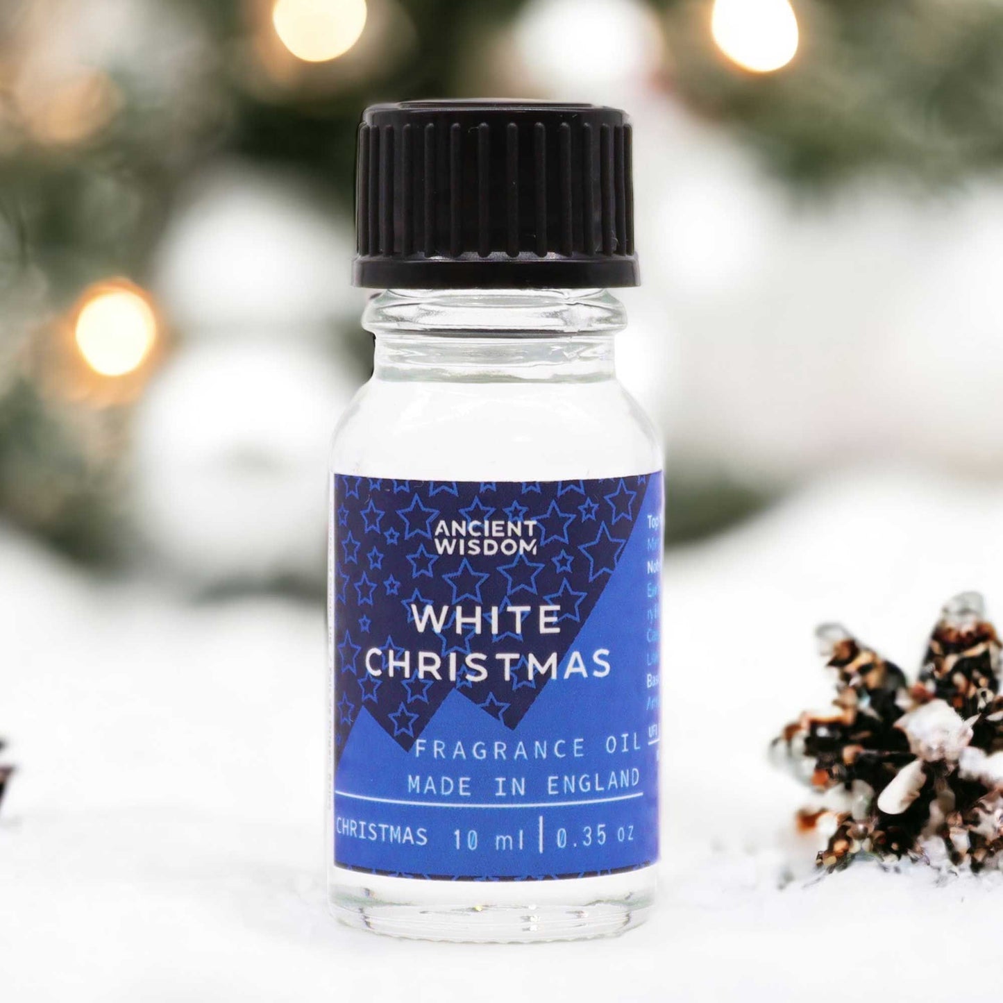 White Christmas Fragrance Oil 10ml bottle showcasing the perfect white christmas aroma for holiday celebrations.