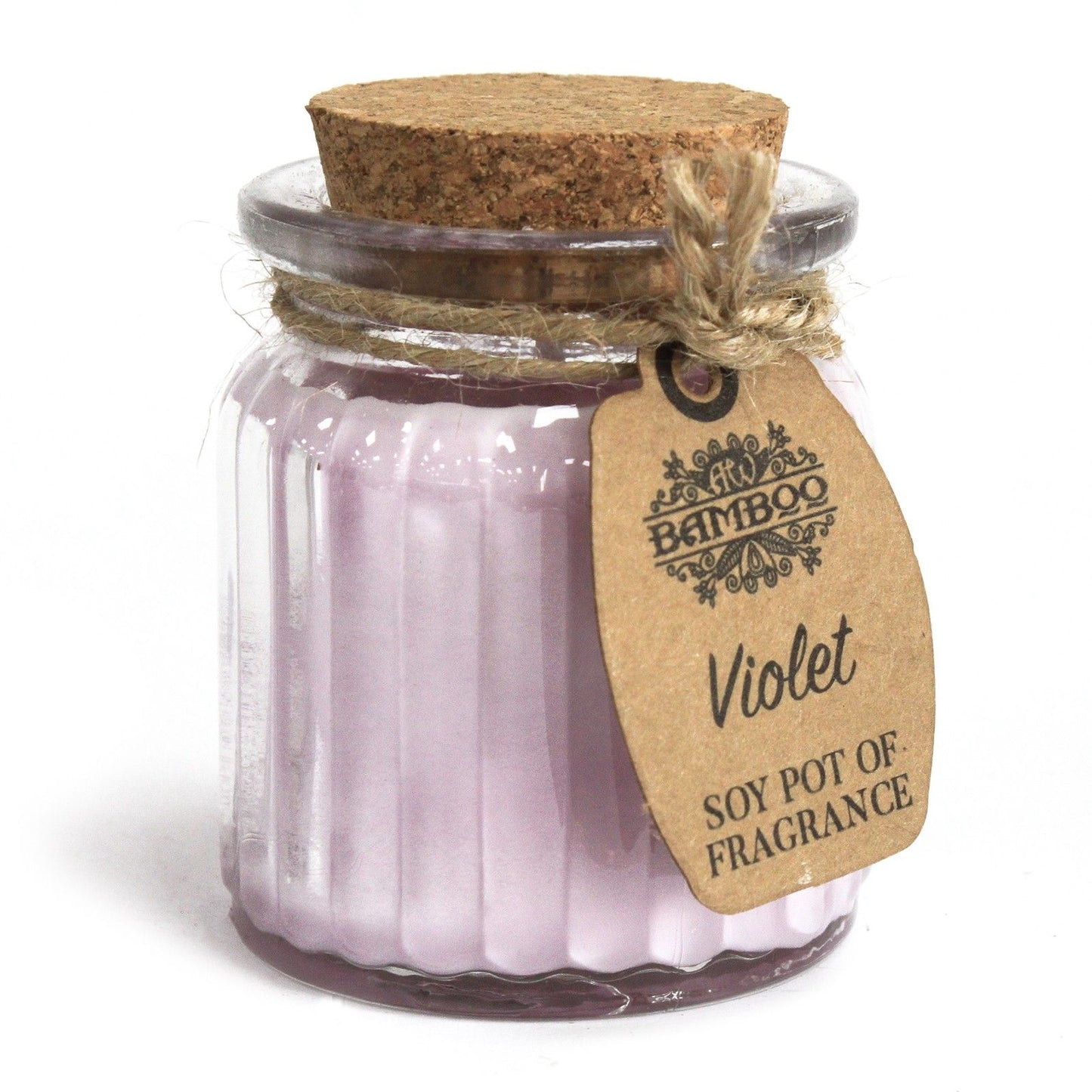 Violet Soy Wax Candle Pot – Eco-Friendly, 20Hr Burn Time in a glass jar with a cork lid, perfect for adding a charming touch to your home. Ideal as a Christmas Gift Home Fragrance.