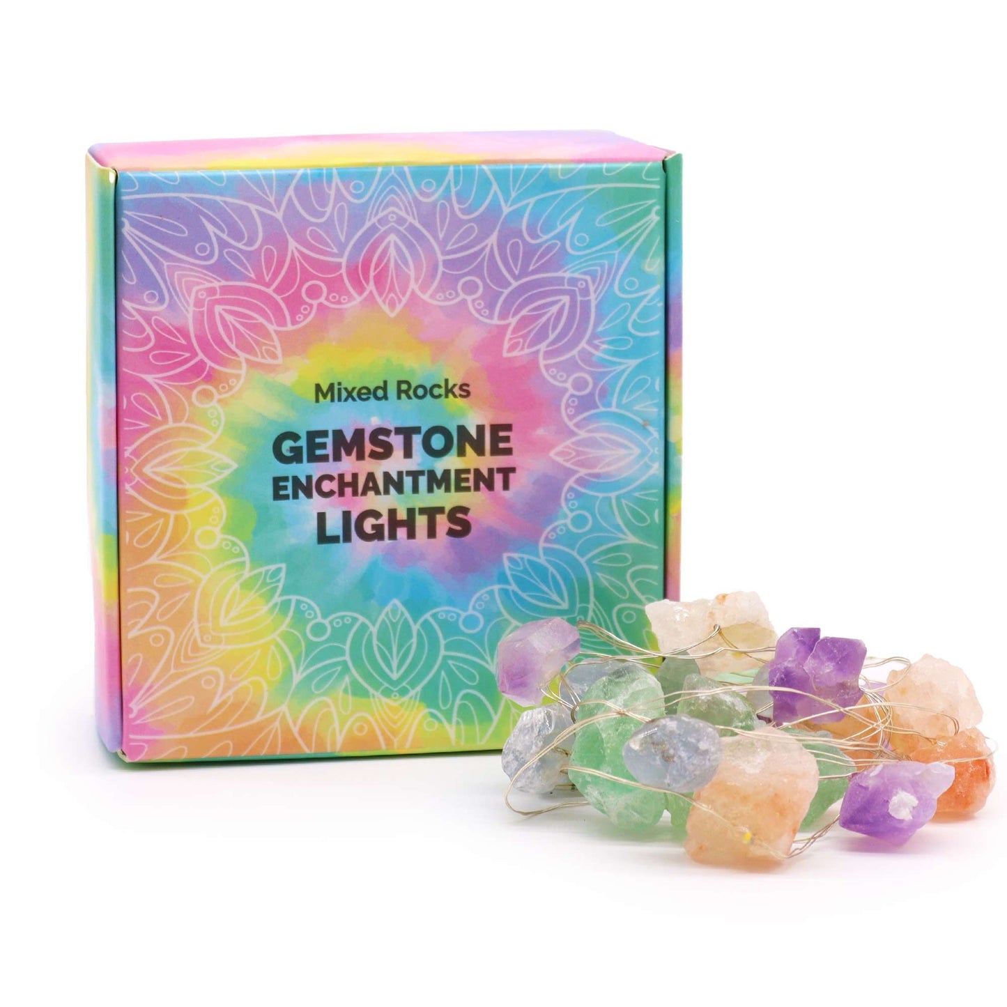 Gemstone Enchantment Lights – 20 Crystal Rocks For Cosy Ambience in a vibrant packaging design, perfect as a Christmas gift home fragrance.
