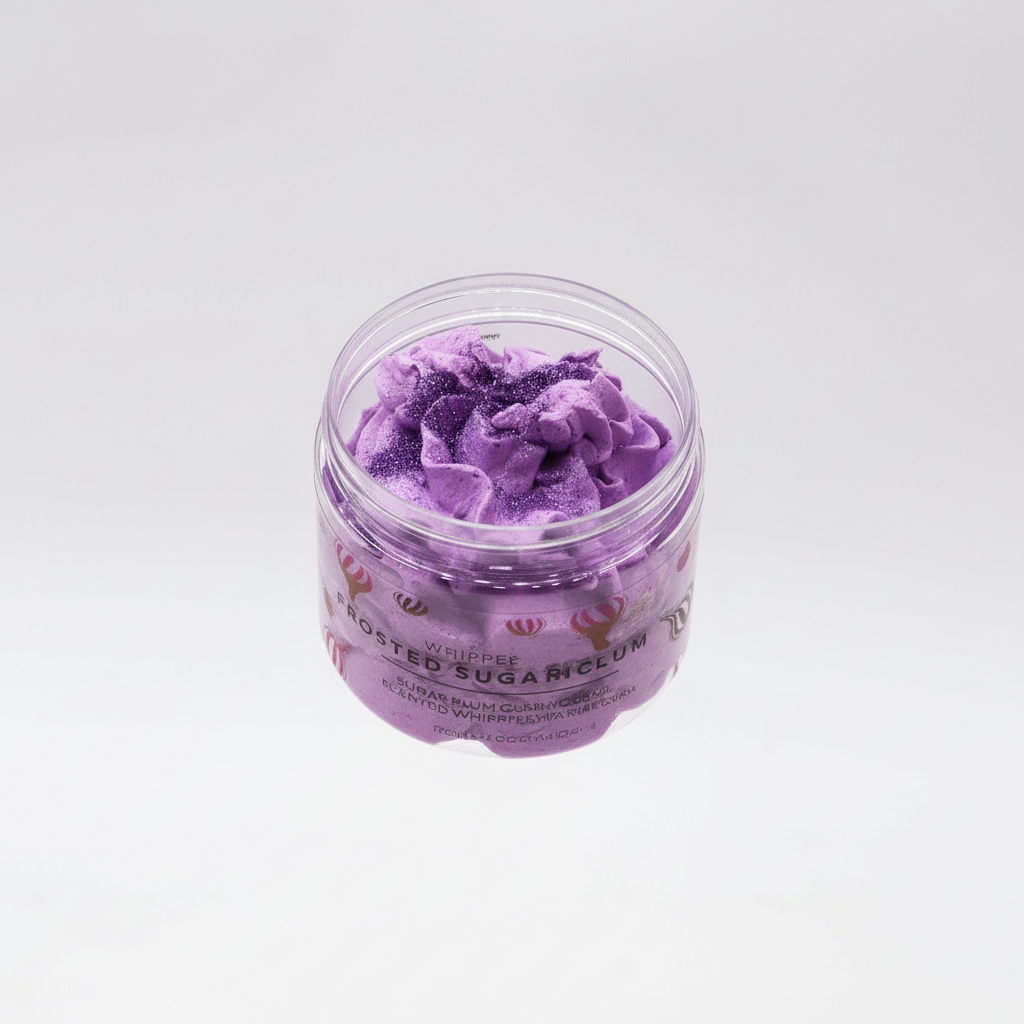 Frosted Sugar Plum Whipped Soap 120g - Festive Indulgence for Cosy Homes, showcasing the delightful frosted sugar plum soap texture.
