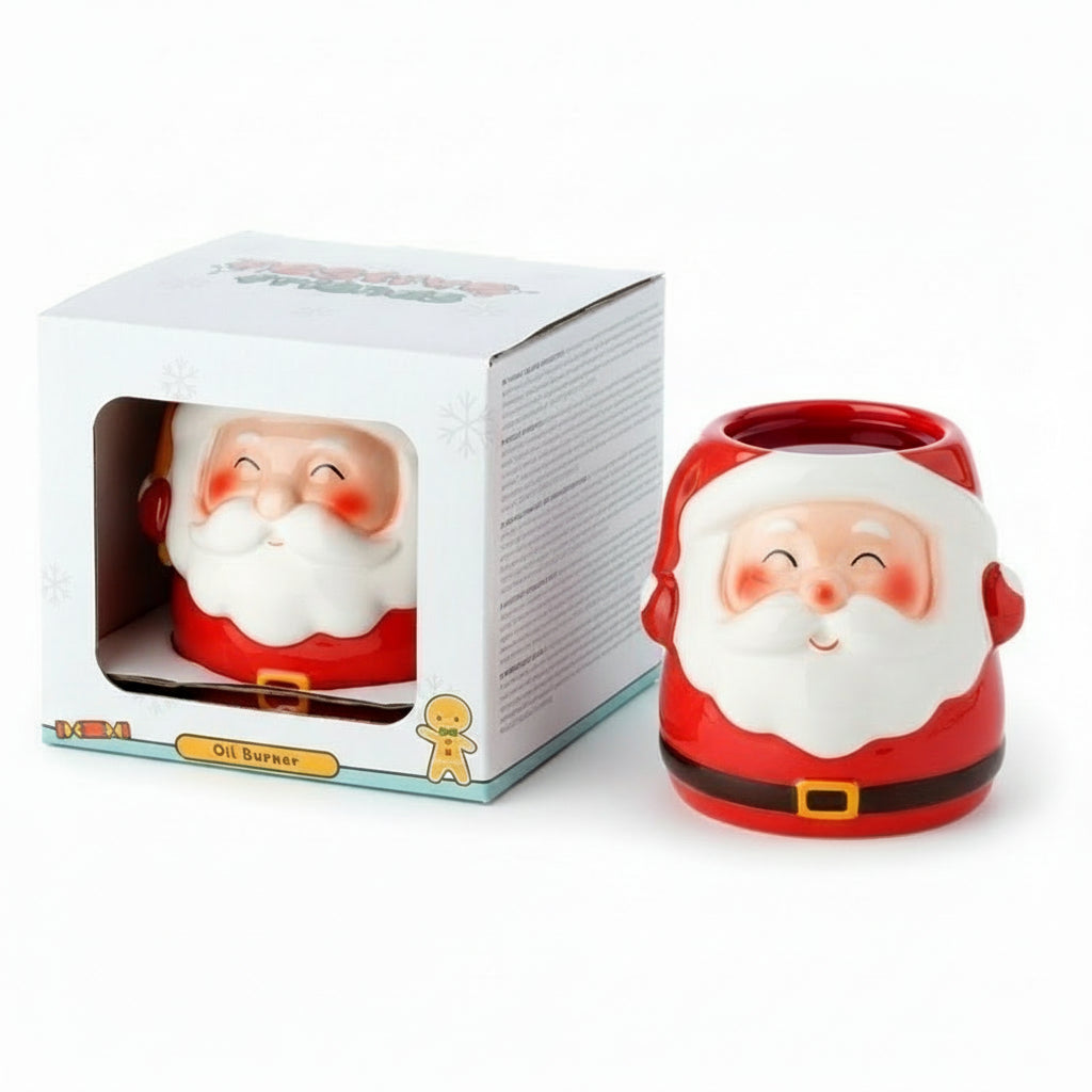 Santa Ceramic Oil Burner – Festive Christmas Home Décor packaged attractively, making it a perfect Christmas gift for spreading festive cheer and delightful home fragrance.