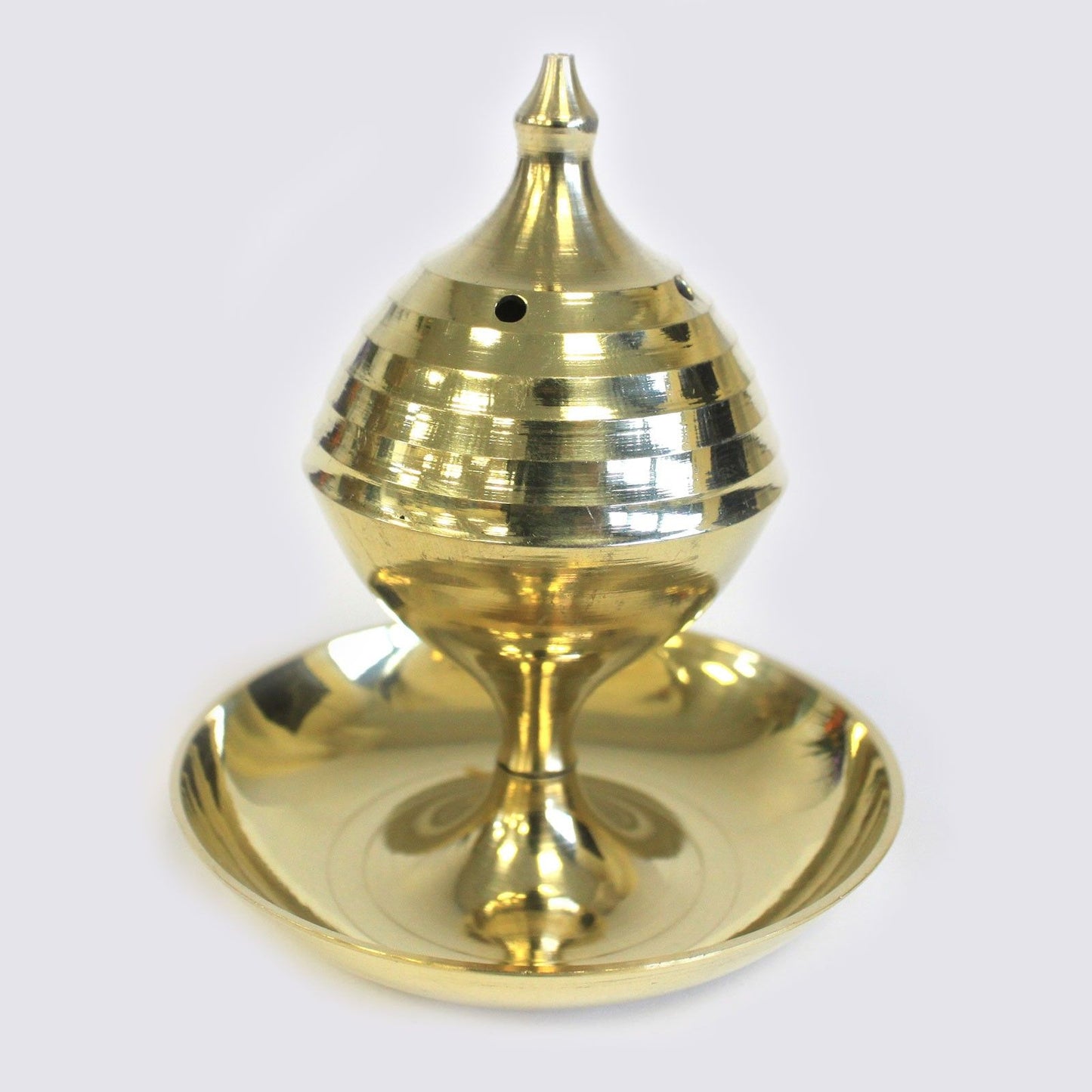 Handcrafted Brass Incense Burner for Sticks and Cones displayed in a polished finish, perfect for adding elegance to your home decor. Ideal for Christmas Gift Home Fragrance.