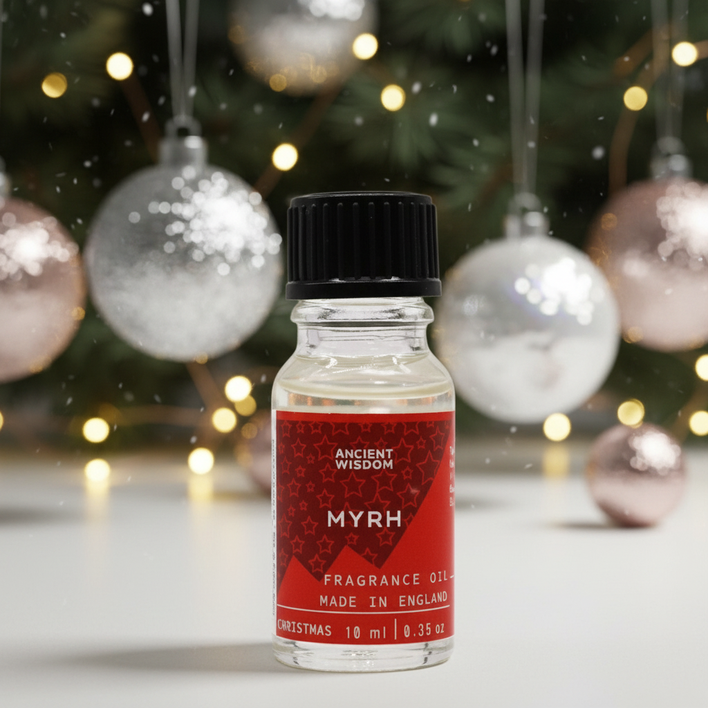 Xmas Myrrh Fragrance Oil 10ml - A long lasting fragrance oil perfect for candles and diffusers, encapsulating the festive spirit.