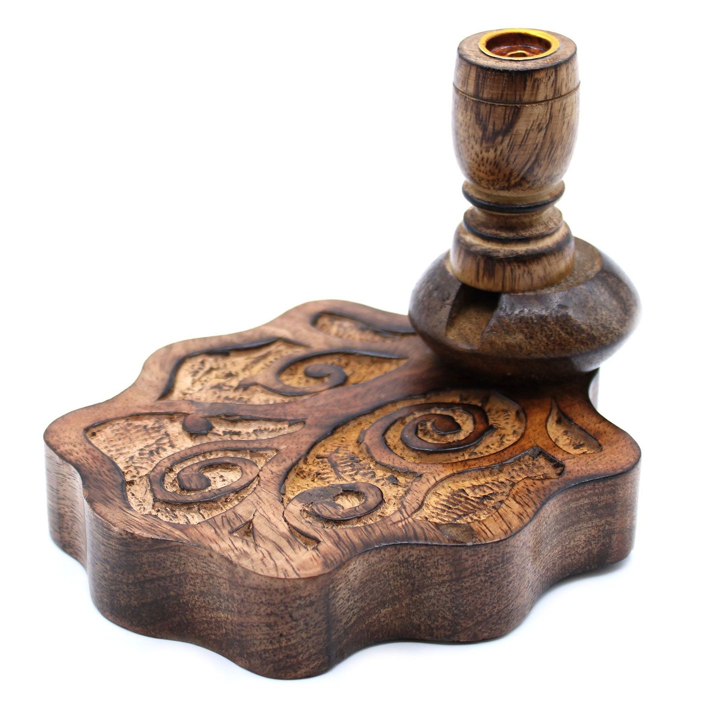 Sm Mango Wood Backflow Burner - Tree of Life, showcasing intricate carvings on a beautifully crafted mango wood base, perfect for creating a calming atmosphere. Ideal as a Christmas gift with its scent-emitting design enhancing your home fragrance experience.