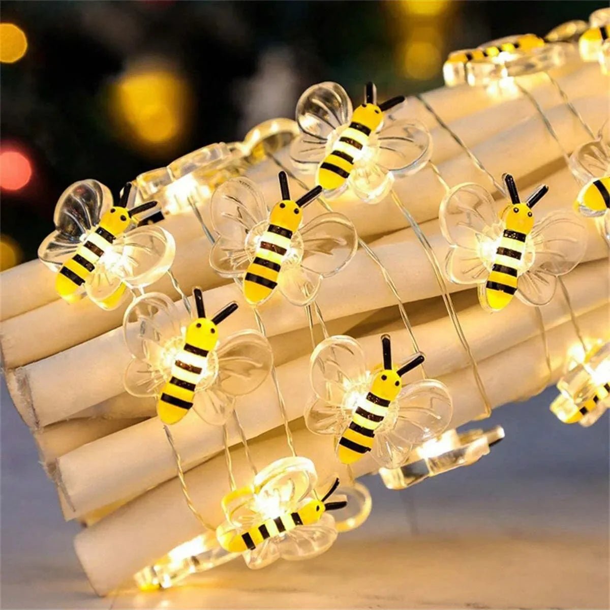 20 LED Bee Fairy Lights - Whimsical String Lights for Cosy Decor