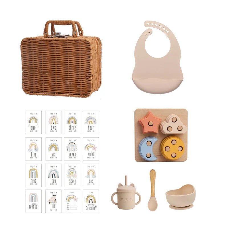 Bopoobo Baby Feeding Tableware Set & Rainbow Stacker Toy