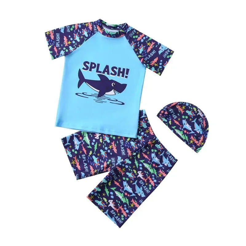 3-Piece Swimwear For Kids: Top, Trunks & Sun Hat Set