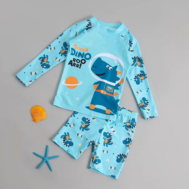 Lightweight Kids Beachwear: Boys Cartoon Long Sleeve Set