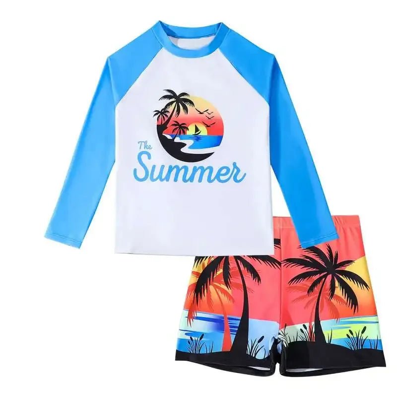 Boys Beach Swim Set for Kids - UV Protection, Cartoon Design