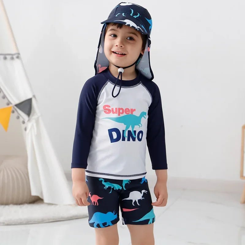 3-Piece Swimsuit For Boys With UV Protection & Cap