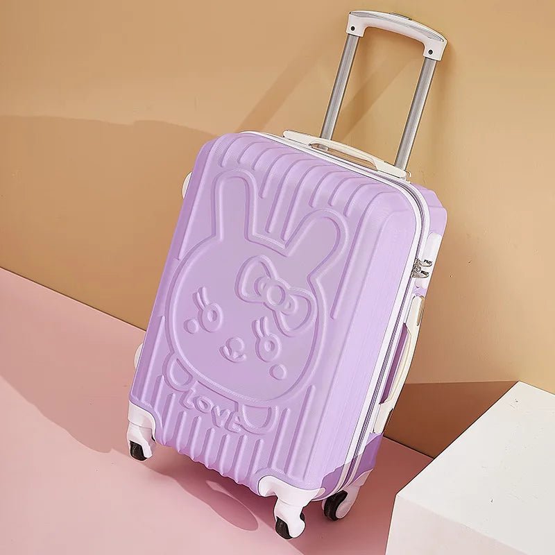 Cartoon Cat Women's Travel Luggage with Wheels & Lock