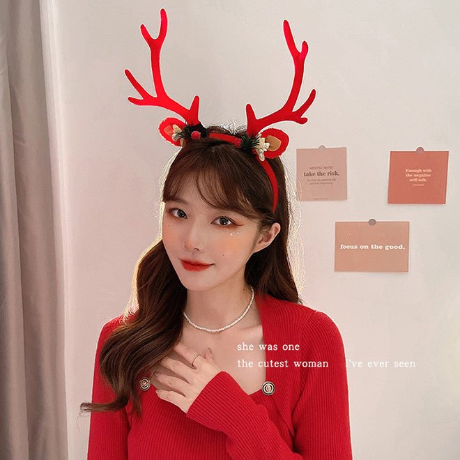 Festive Christmas Antler Headband with Unique Designs