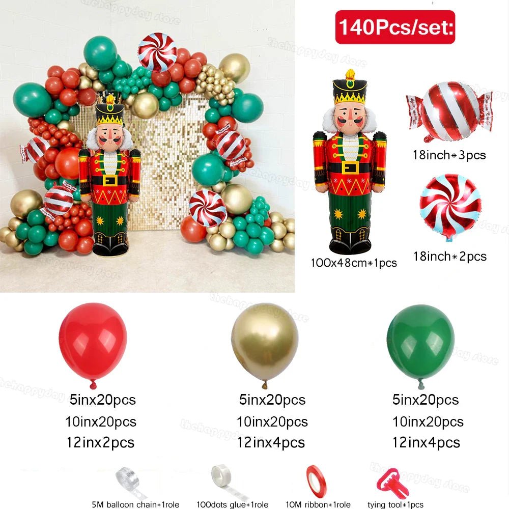 Complete Christmas Balloon Arch Kit - Green, Gold & Red