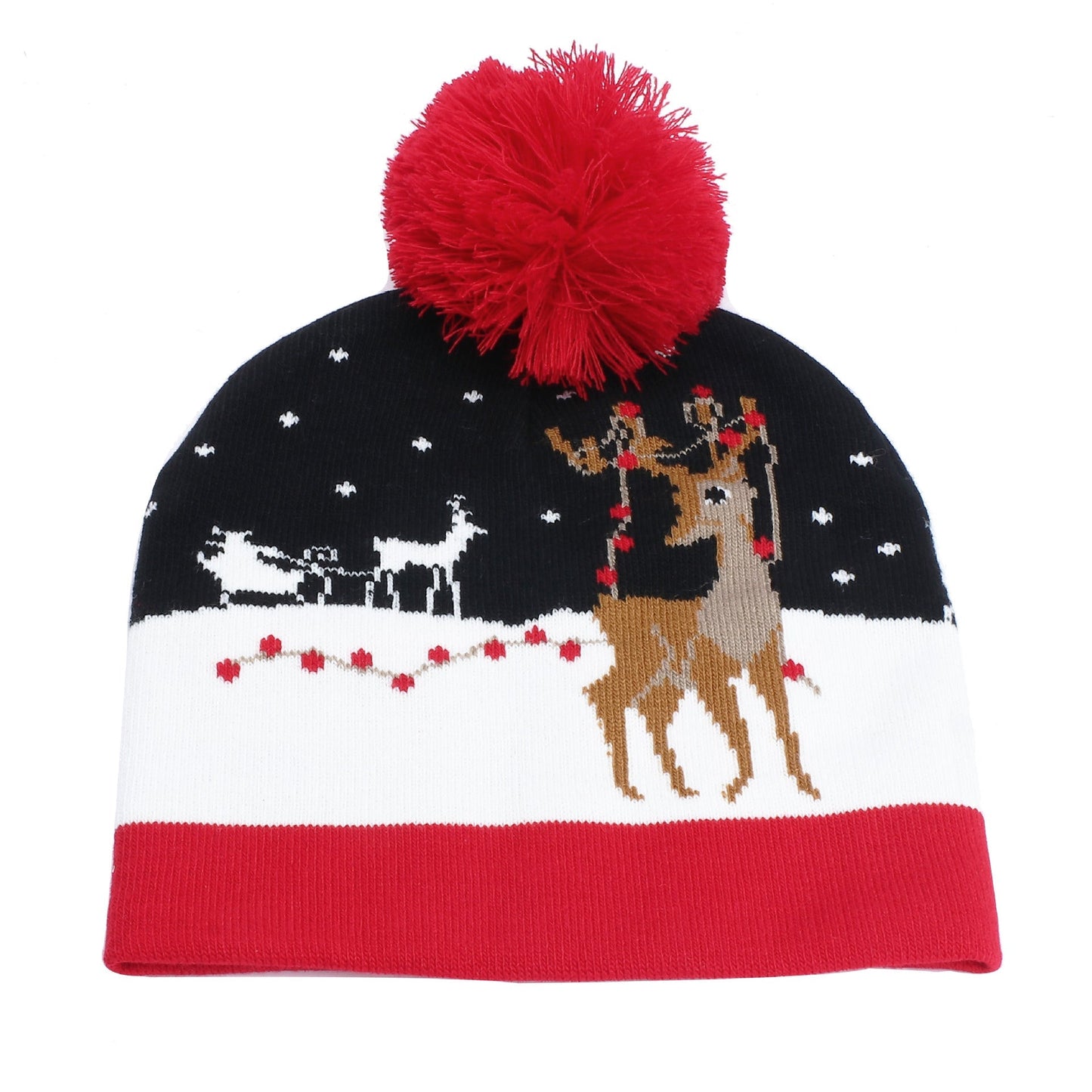 Wool Beanie For Winter - Cozy Christmas Deer Knitted Hats