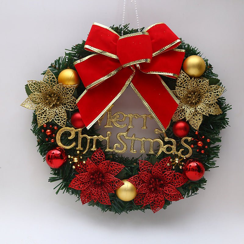 30Cm Wooden Christmas Garland With Red Bow And Fruits