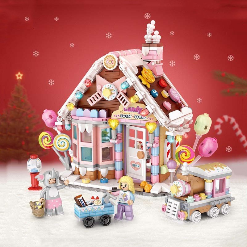 400-800 Christmas Building Blocks Candy House Puzzle