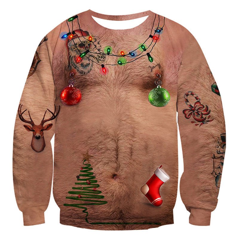 Cozy Holiday Pullover With 3D Christmas Pattern & Long Sleeves