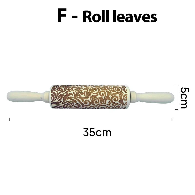 Christmas Rolling Pin - Beech Wood with Snowflake & Elk Patterns