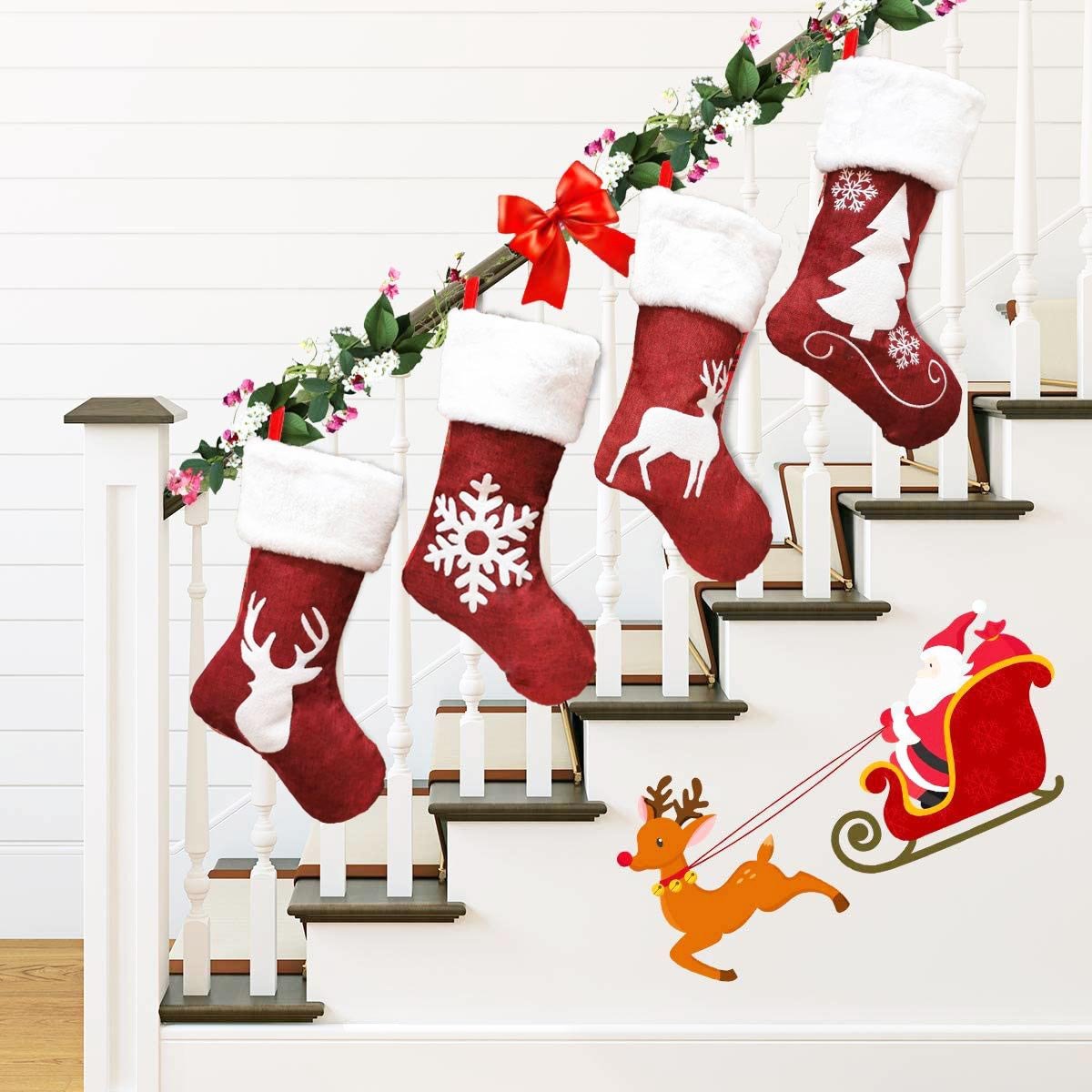 Christmas Stockings Gift Bag Red Hemp Elk - Cake Pops Parties