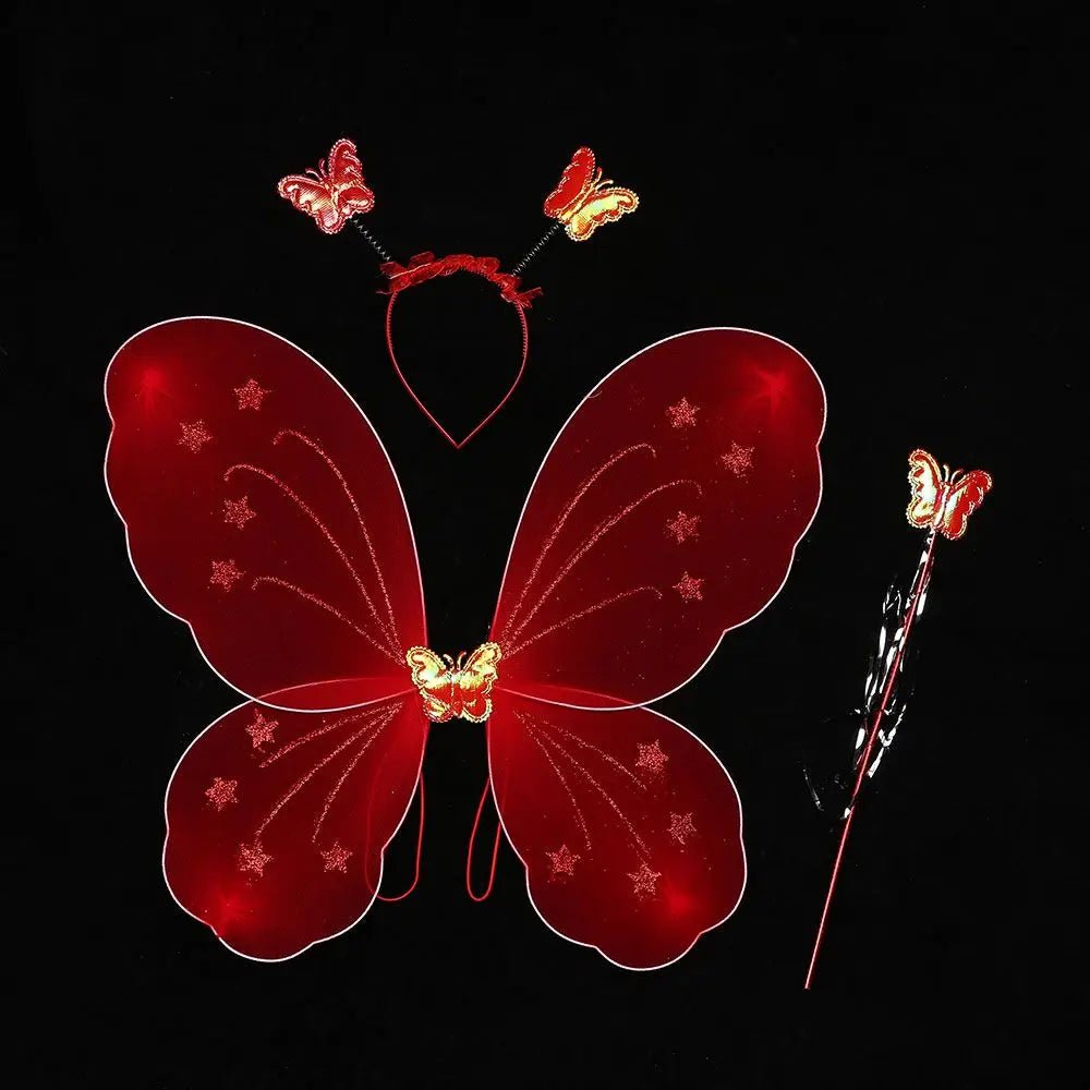 7-Color Fairy Princess Costume Set with Wings, Wand & Headband
