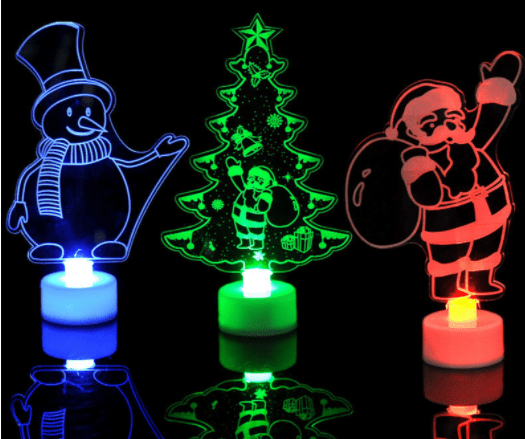 Glowing Christmas Tree Decorations - Color-Changing Acrylic