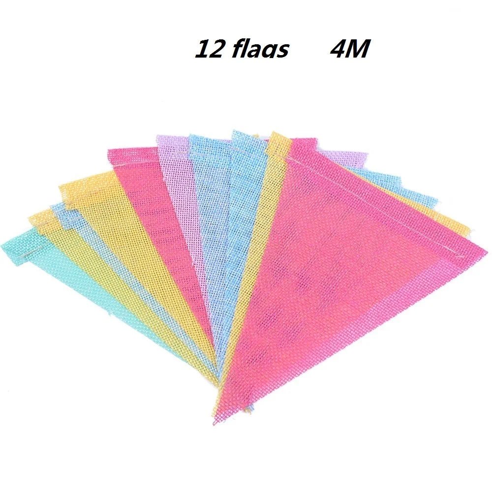 Colorful 12-Piece Birthday Bunting Garland - Vibrant Jute Flags