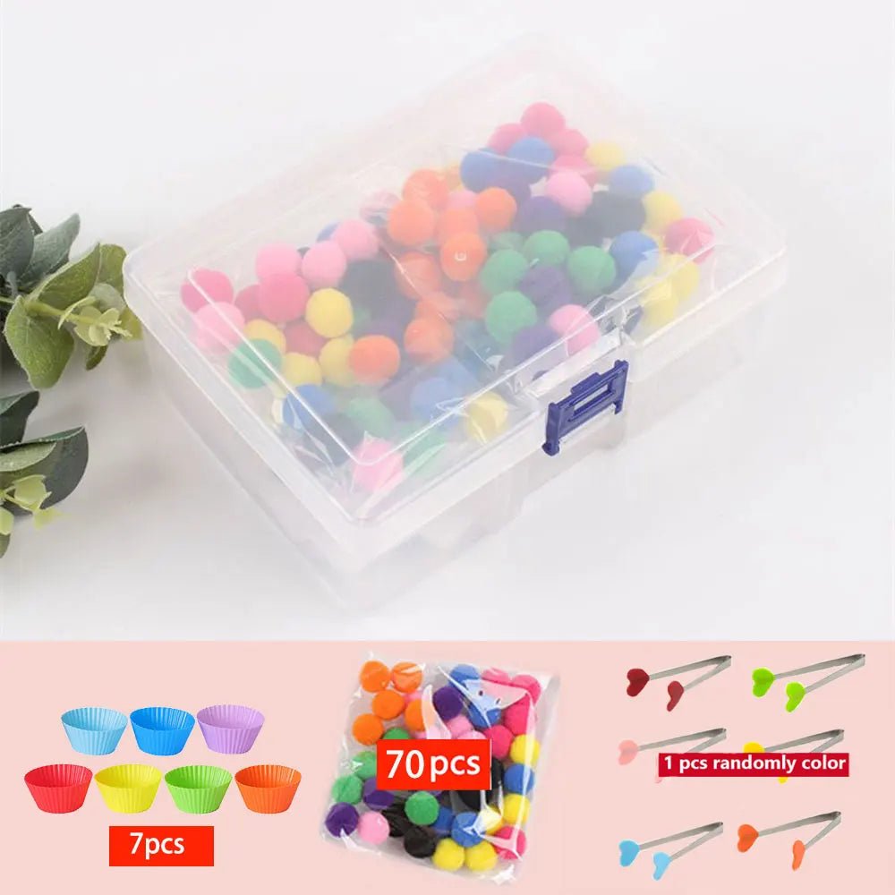 Montessori Sorting Toy - Colourful Plush Ball Set for Learning