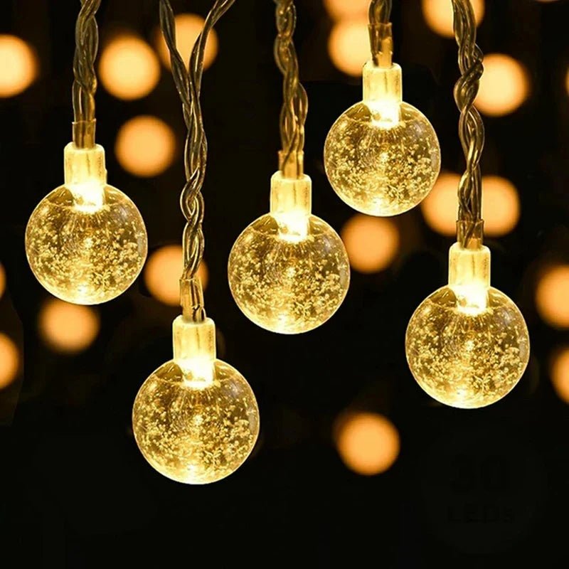 Crystal Ball String Lights - Waterproof & Battery-Operated
