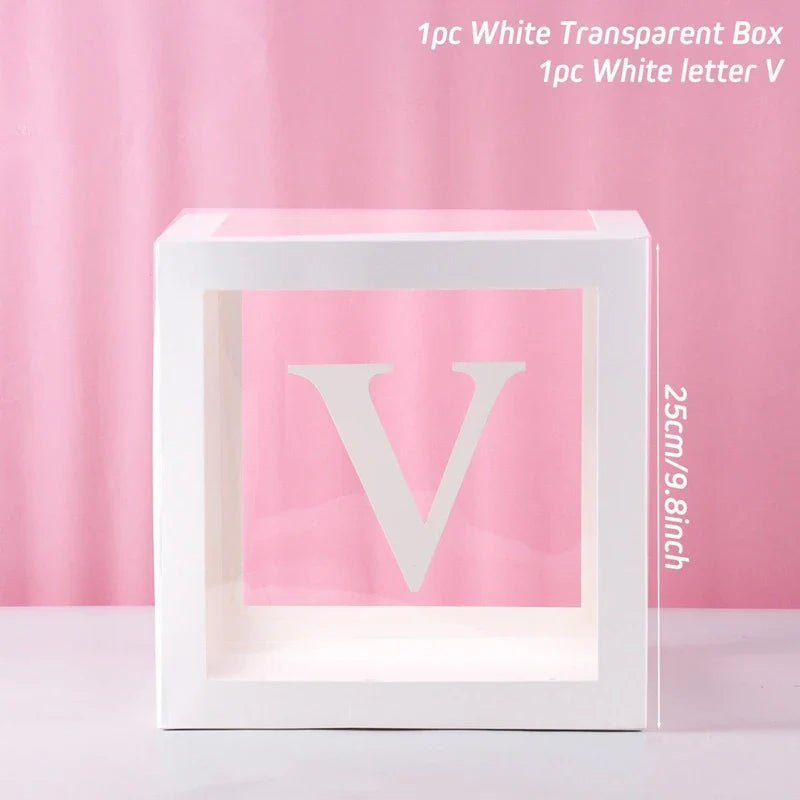 Custom Transparent Balloon Box - Elegant Alphabet Design