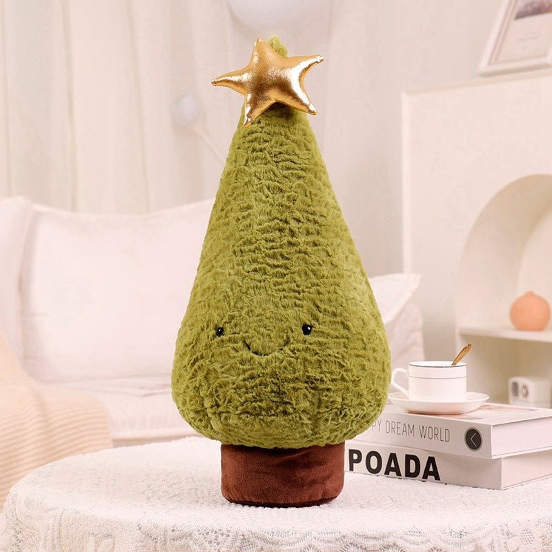 Cute Elk Christmas Tree Pillow - Plush Velvet Cushion