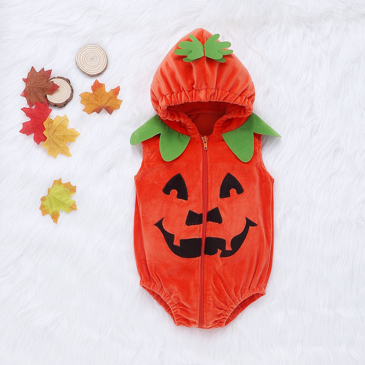 Cute Pumpkin Costume for Kids - Soft Gold Velvet Jumpsuit