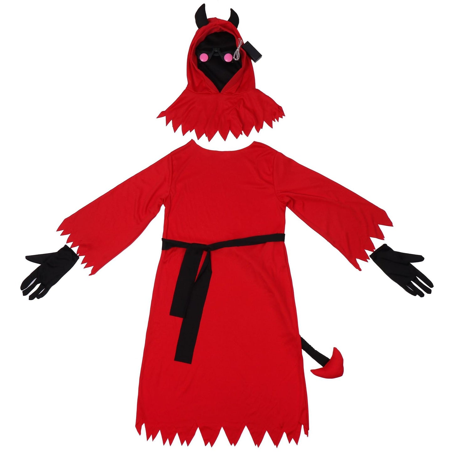 Demon Cosplay Costume with Hood, Gloves & Plush Tail