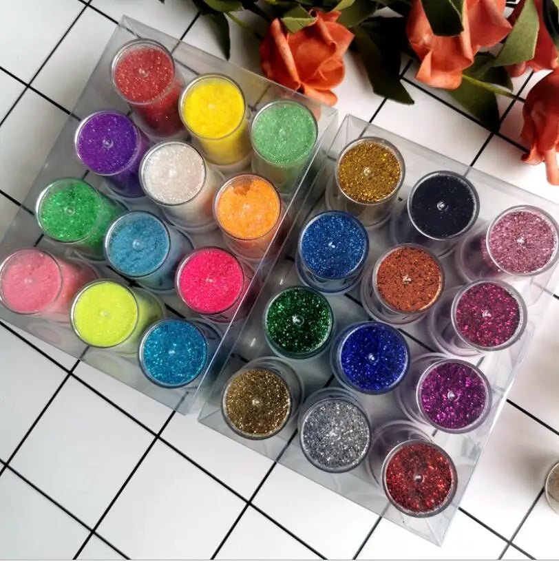 24-Colour Diamond Glitter Tattoo Set – Waterproof Body & Nail Art