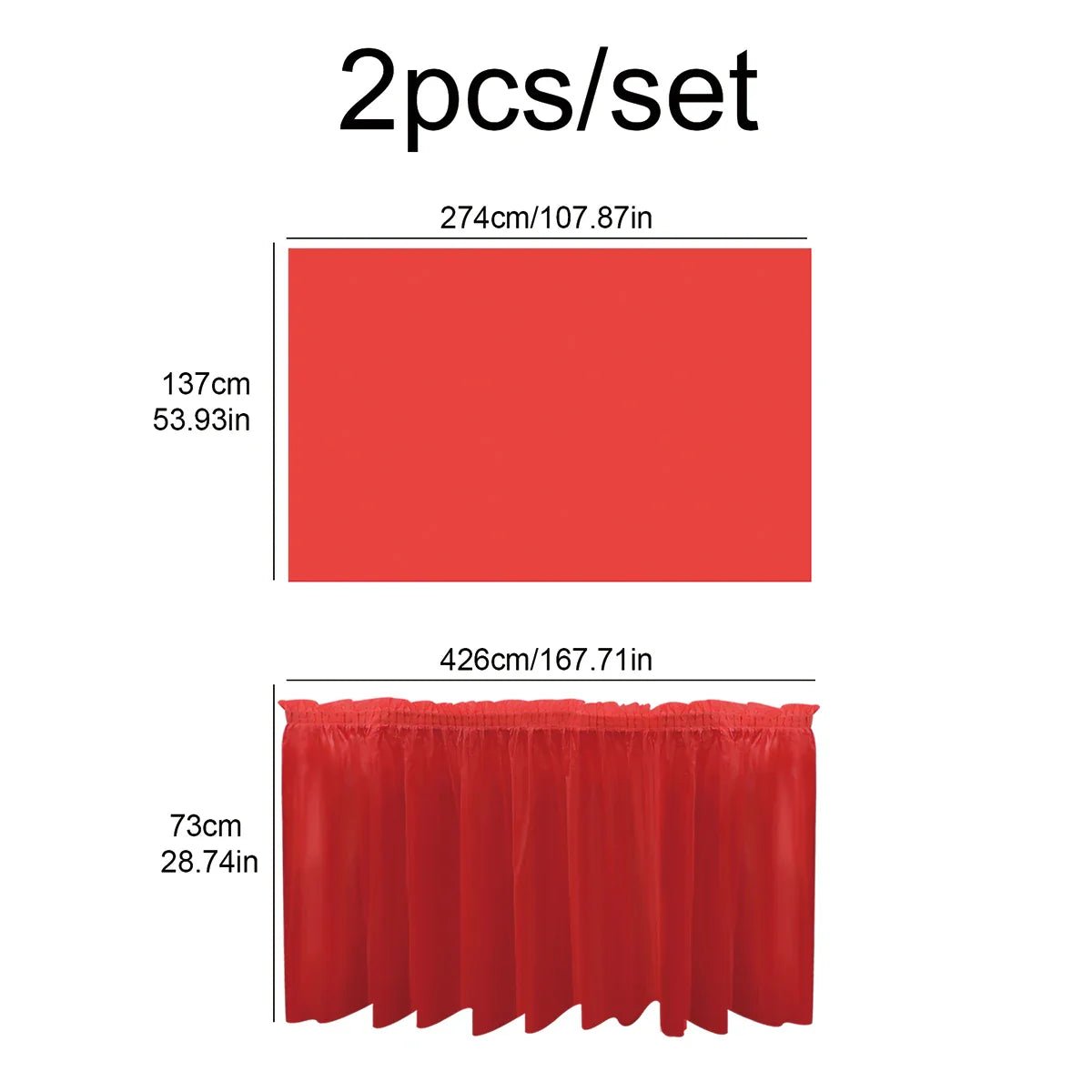 Set of 2 Disposable Table Skirts in Vibrant Colours