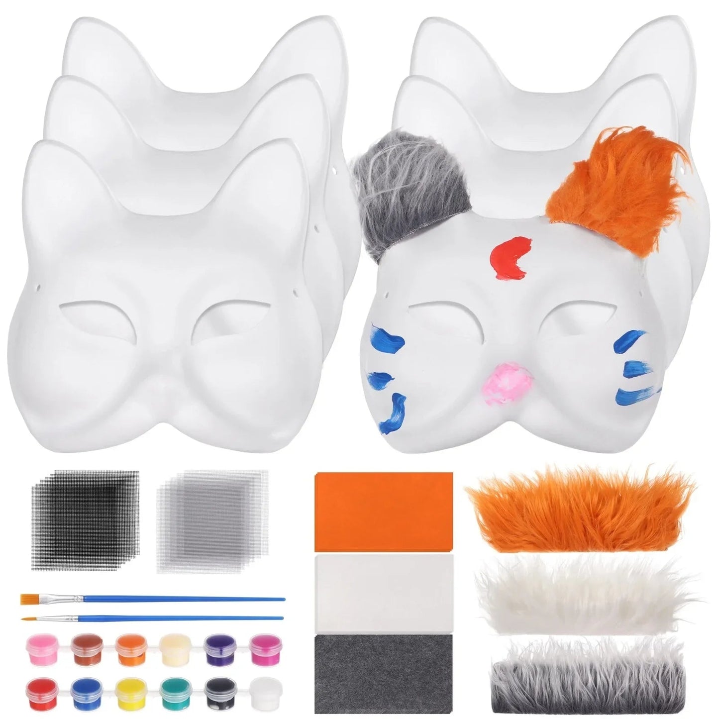 DIY Fox Mask Kit – 6 Custom Blank Masks with Paint Set