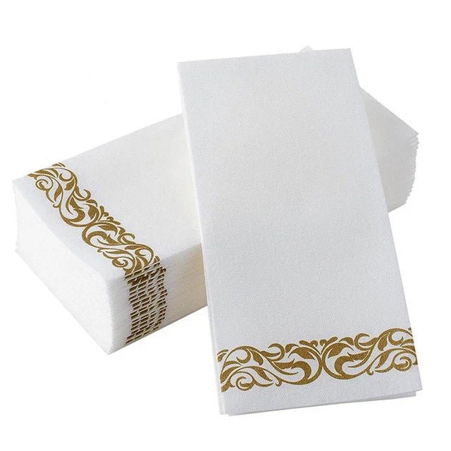 Disposable Gold Foil Napkins – Luxury Linen-Like Texture