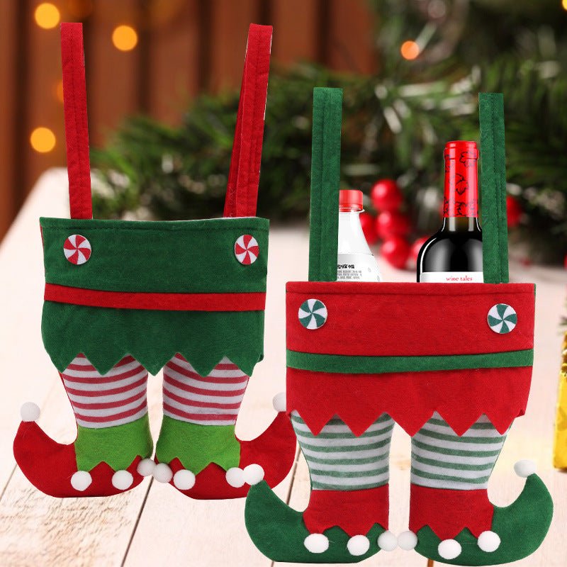 Adorable Elf Candy Christmas Gift Bags - Red & Green Design