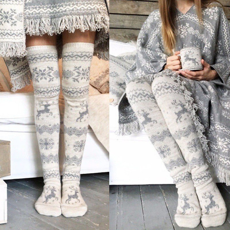 Elk Christmas Stockings - Cozy Jacquard Holiday Décor